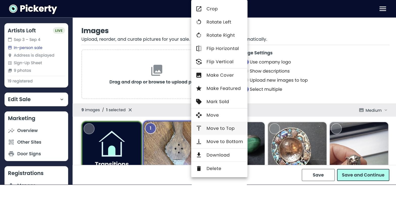 The photo tools menu. Select a photo first, then click the ··· button in its top right corner.
