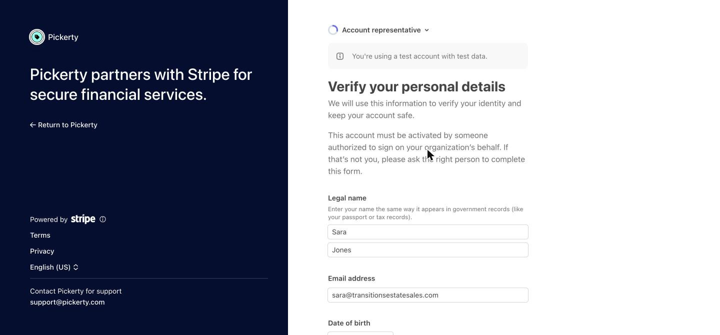 Where you enter your personal details.